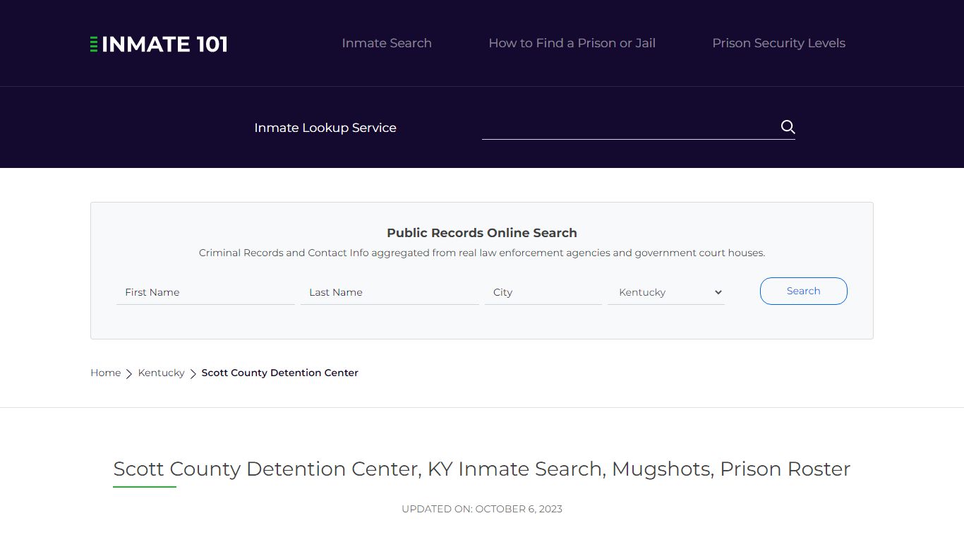 Scott County Detention Center, KY Inmate Search, Mugshots, Prison ...